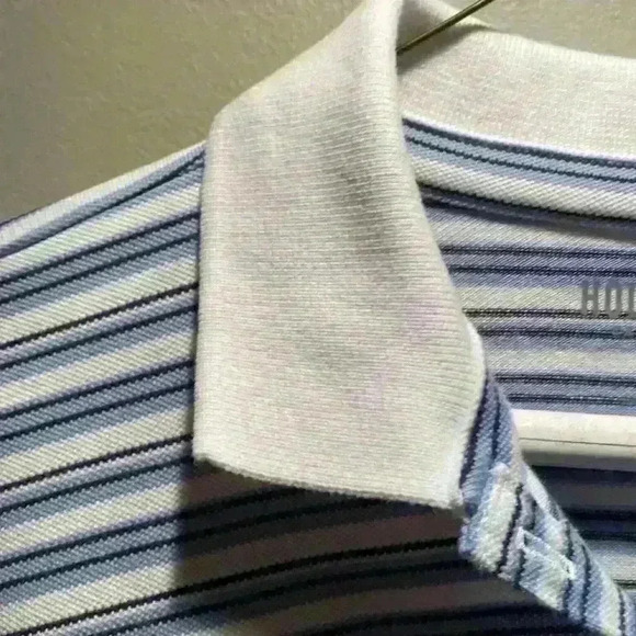 Hollister size medium blue and white stripe crop polo. - Picture 3 of 4